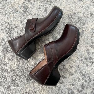 DANSKO Tenley Brown Leather Stitched Comfort Clog Shoes Size 36 US 5.5